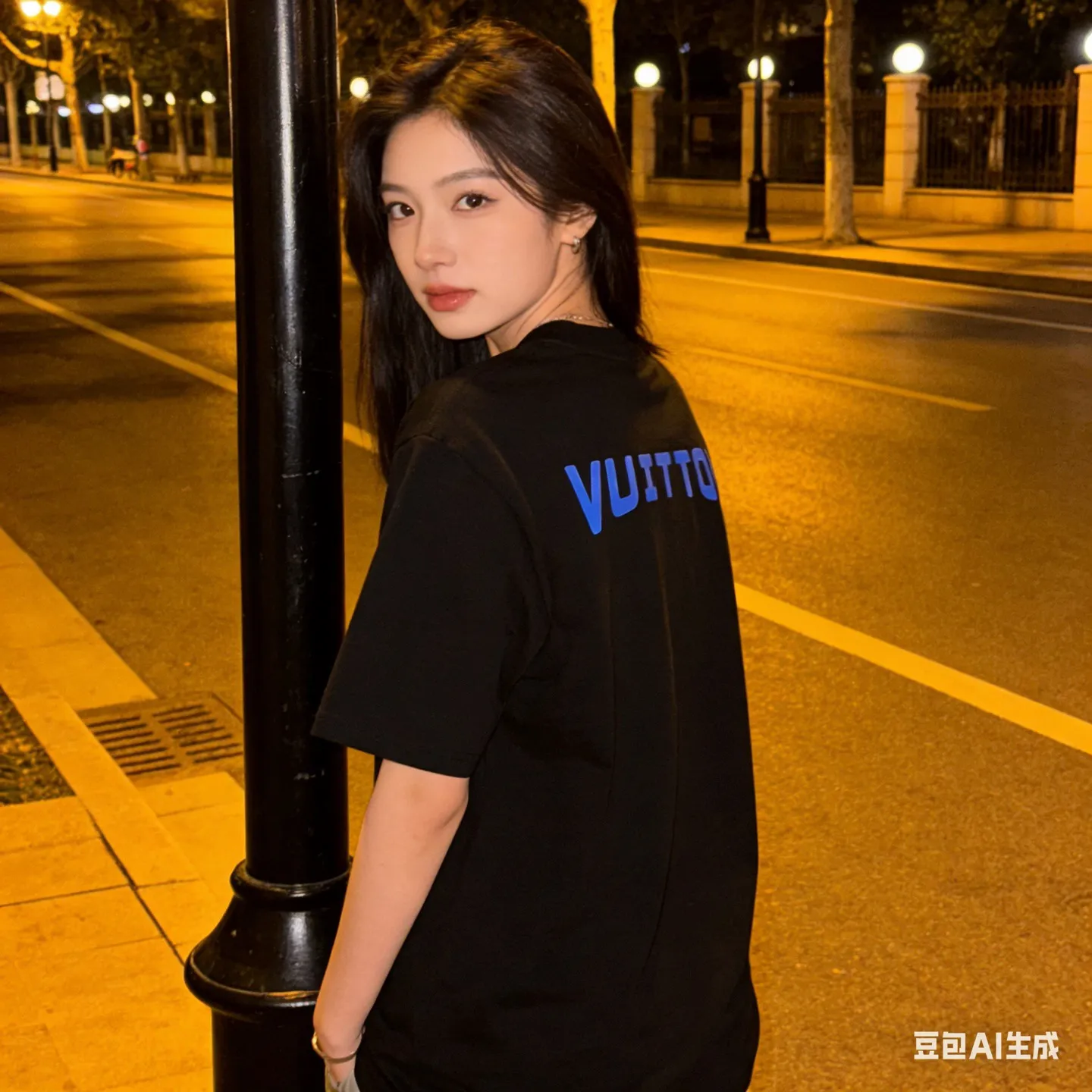 Louis Vuitton/Louis Vuitton round letter presbyopia logo foam short sleeves on the chest